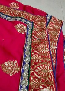 Red Embroidered Saree &amp; Blouse