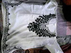Embroidered White Kurta