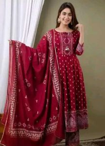woman's Rayon printed anarkali kurti with pant and