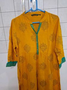 Yellow Printed Kurta