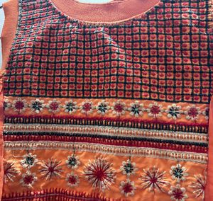 Round Neck Embroidered Flowy Top