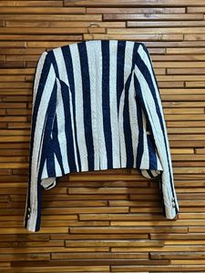 Blue And White Striped Elegant Jacket