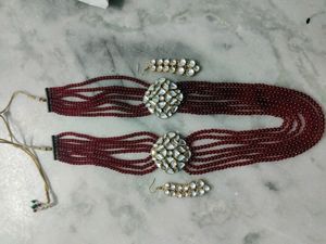 Kartacart Brass Red Gold Necklace set