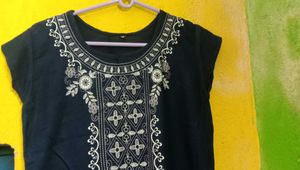 Embroidered Black Top