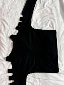 Black Cutout Long Sleeve Top