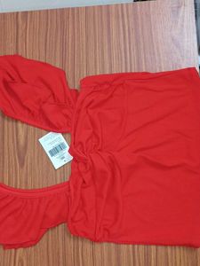 Heart Neck Twist Ribbed Top