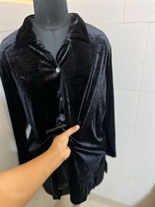 Velvet Button-Down Top