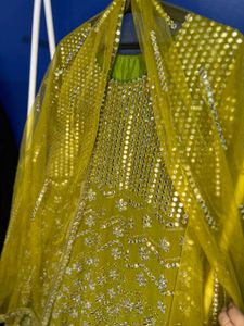 Embroidered Chartreuse Indian Dress