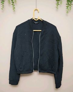 Textured Black Bomber Jacket