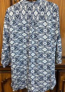 BERSHKA Patterned Blue Top