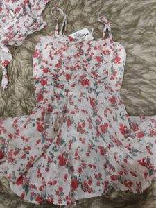 Cute Floral Fit and Flare Top With Shrug
