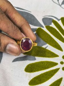 Original Natural Ruby 10 Ratti With GoldPlatedring