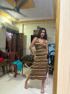Striped Knit Midi Dress