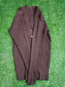 Burgundy Ribbed Knit Cardigan