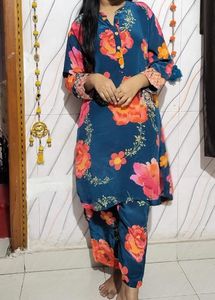 Navy Blue Floral Coord Set