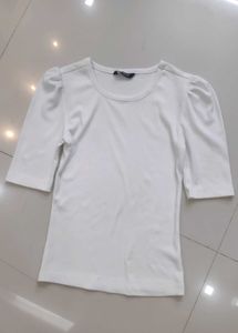 White Puff Sleeve Tee