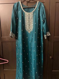 Teal Embroidered Kurta