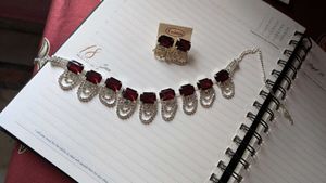 Red Jewel Silver Chain Necklace