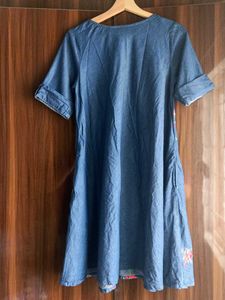 Floral Denim Dress - Size M
