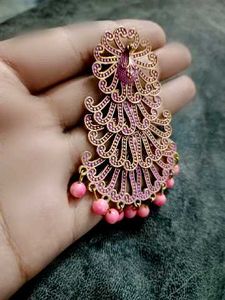 Pink Peacock Earrings