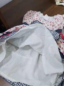 Used Red White Blue Girls Frock 1-2 Year