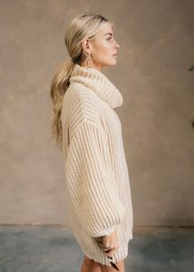 Turtle Neck Ribbed Jumper Sweater Dress