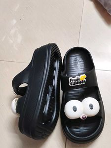 Women Cartoon Eye Black Slides – “Fruit Summer”