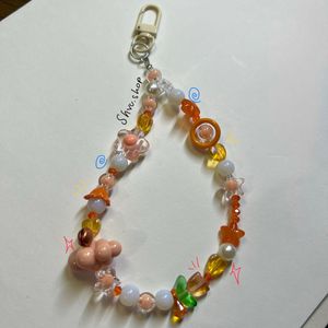 Handmade Orange Themed Beaded Bag Charm