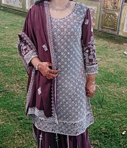 Plazo Kurta Dupatta Set Mirror Work