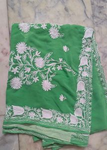 embroidery design pure georgette saree