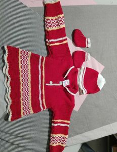 Adorable Red Knitted Baby Set