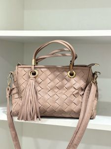 Woven Handbag with Tassels
