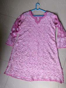 Pink Chikankari Kurta