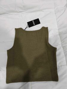 Khakhi ribbed knit Tank Top🤎
