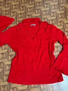 stylish woolen red top