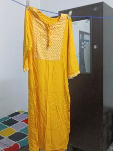 Yellow Printed Kurti