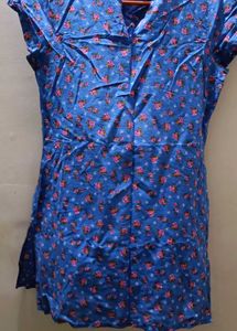Blue Floral Print Dress