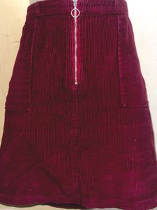 Burgundy Corduroy Mini Skirt