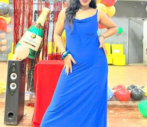 Elegant Blue Maxi Dress fully stretchable