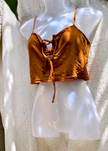 27137. Cute Brown Crop Top