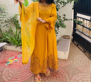 Elegant Mustard Anarkali Suit