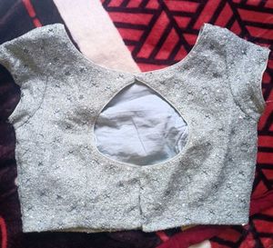 Beautifu Party Wear Silver Blouse