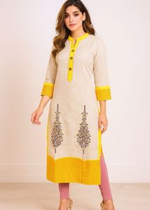 Khadi Cotton Embroidered Kurti