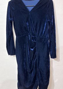 Elegant Blue Velvet Dress