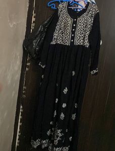 Embroidered Black Kurta