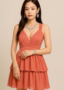 H&M Corset Boning Peach Dress