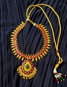 Red &amp; Gold Tone Gemstone Necklace