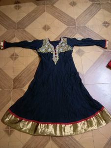 Elegant Black Embroidered anarkali kurta