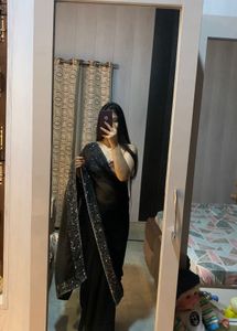 Beautiful Black Party Saree♠️🖤🎀