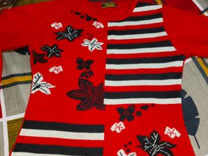 Retro Red Floral Sweater Dress